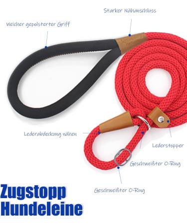 Lynxking Tow Lines for Dogs | Durable Retractable Leash in Red for Small Medium & Large Breeds - 0.9cm x 180cm - Buy Online on GoSupps.com