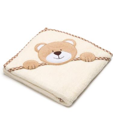 All Kids United Hooded Baby Towel - 100% Cotton Eco-Tex 100 | Soft Beige Bath Towel for Babies & Children (76x76 cm) - Buy Online on GoSupps.com