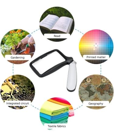 2X Handheld Folding Magnifier with 5 Led Light Hd Acrylic Square Magnifying Glass Compatible with Elderly Reading Newspaper Looking Watching Good Times - Buy Online on GoSupps.com