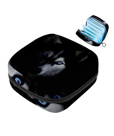 Women's napkin storage bag cool husky dogs blue eyes menstrual cup portable women's bandages storage bags female menstruation first period bag