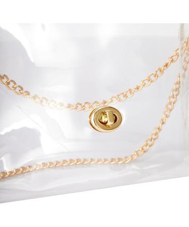 HAOGUAGUA Clear Stadium Approved Purse | See Through Bag for Concerts & Sports Events | Gold Clear Handbag for Women - Buy Online on GoSupps.com