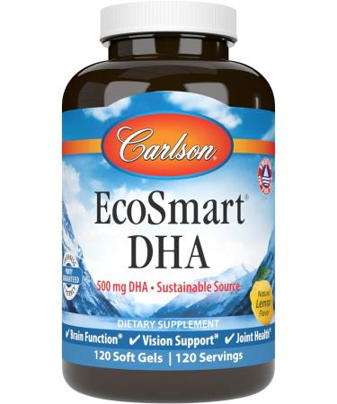 Carlson - EcoSmart DHA 500 mg DHA Sustainable Source Healthy Vision & Brain Function Lemon 120 Softgels - Buy Online on GoSupps.com