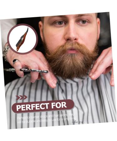 Frcolor Manual Razor & Facial Hair Scissors | Wooden Handle Hairdressing Scissors for Men | Stainless Steel Grooming Tool - 16x3.3x1.2cm - Buy Online on GoSupps.com