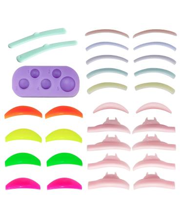 PERMANIA 31 Piece Lash Lift Rods Reusable Soft C D and L Curl for Different Eye Shapes with Silicone Plate for Eyelash Perm Kit Makeup Beauty Tools
