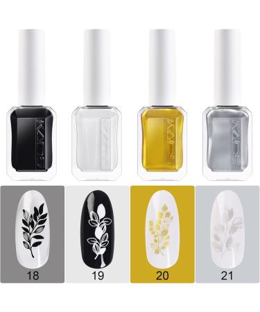 4 Colours 10ml Nail Polish Set Printed Jelly Nail polish Gold silver metallic colors Nail Pigment Polish Lacquer Nail Art Design Drawing Tool - Buy Online on GoSupps.com