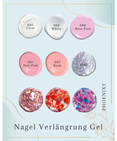 Phoenixy Poly Nail Gel Kit - 9 Color Nail Extension Set with Manicure Tools | Perfect Gift for Women | International Shipping - Buy Online on GoSupps.com