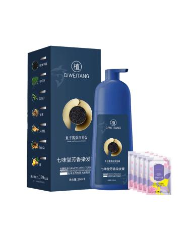 Shampooing colorant Qiweitang Coloration capillaire aux prot ines de caviar Zhihuashi Shampoing aux plantes Zhihuashi Cr me colorante v g tale - Formule douce et longue tenue (Natural black)