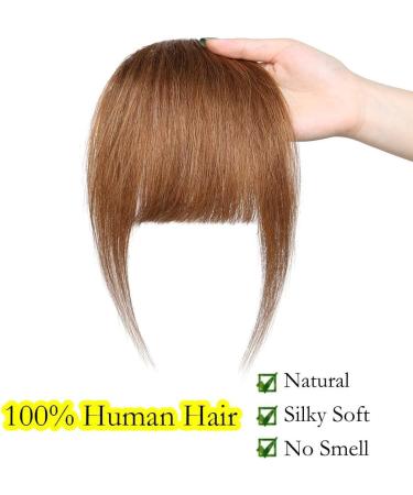 Silk-co Hair Bangs Clip in #06 Light Brown One Piece Hair Fringe Front Bangs Remy Human Hair Extensions with Temples - Buy Online on GoSupps.com