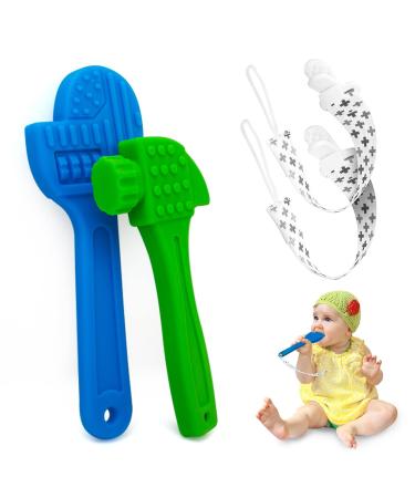 Baby Teething Toys for 0-6 Months 6-12 Months Baby Boy Teethers for Babies 12-18 Months with Anti-Lost Rope BPA-Free Premium Food Grade Silicone Baby Chew Toys Hammer Wrench Shape Baby Boy Toys