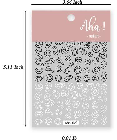 Abstract Smiling Face Nail Art Stickers - 3D Self-Adhesive Decals for Trendy Nail Design - Black and White - 1 Piece - Buy Online on GoSupps.com
