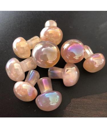 Natural Crystal Rough Home Decoration 10pcs Natural Gold Plating Flower Agate Quartz Mushroom Cherry Blossom Agate Crystal Buttom Mushroom Healing Chakra Stones 10pcs High 18mm - Buy Online on GoSupps.com