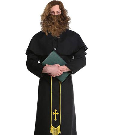 EUPSIIU Men's Long Curly Fluffy Wig and Moustache Costume - Brown Wizard Wig & Beard Set for Halloween and Christmas Cosplay Party - Buy Online on GoSupps.com