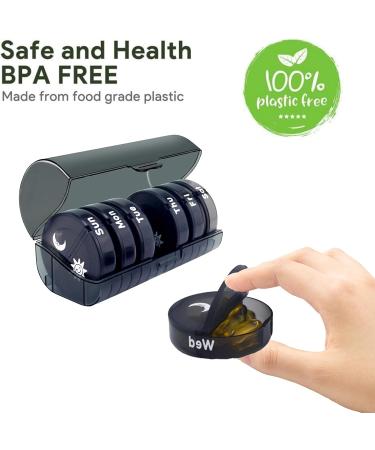 Weekly Pill Organizer - 2x Daily Dose 7-Day Travel Case Moisture Resistant 14 Compartments for Pills Vitamins and Supplements - Black - Buy Online on GoSupps.com