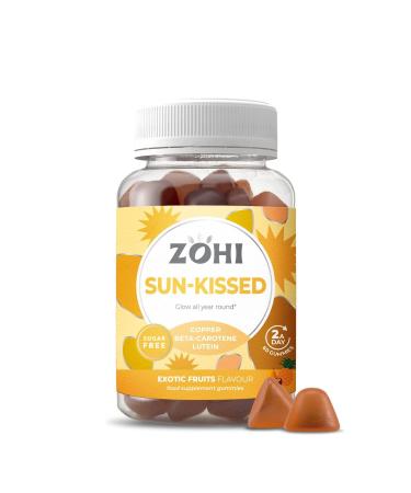 Zohi Sun Kissed - Exotic Fruits Flavored Vitamin Gummies - Vegan Sugar-Free - with Vitamin E and C Beta Carotene Lycopene Lutein and Copper Antioxidants for Skin Protection - 60 Supplements