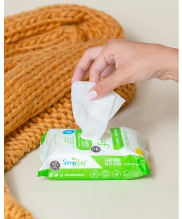 Simpleaf Flushable Wet Wipes For Adults - Eco-Friendly, Paraben & Alcohol-Free, Septic Safe, Hypoallergenic with Aloe Vera & Vitamin E - 6 Pack, 25 Count - Buy Online on GoSupps.com