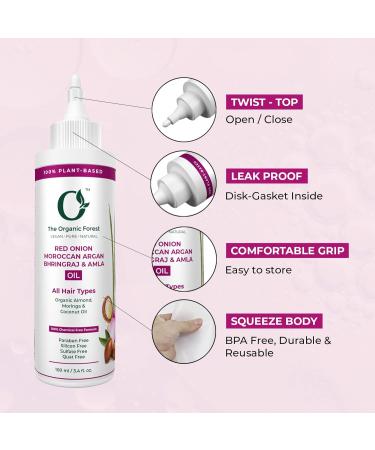 Organic Forest 100% Chemical Free Ayurvedic Hair Oil with Red Onion, Argan, Bhringraj & Amla | Hair Fall and Hair Loss Treatment | Men and Women | 100 ML - Buy Online on GoSupps.com