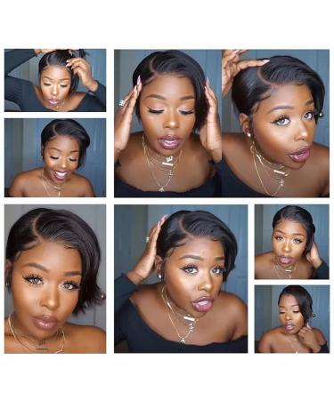 AFOLA Pixie Cut Human Hair Wig for Black Women - Bob Lace Front T Part Wig 6 Inch Straight Pixie - Glueless and Natural Looking - Buy Online on GoSupps.com