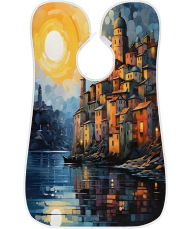 Oil Painting City Landscape Beard Bib Apron | Beard Hair Catcher for Men | Perfect Father's Day & Anniversary Gift - Buy Online on GoSupps.com