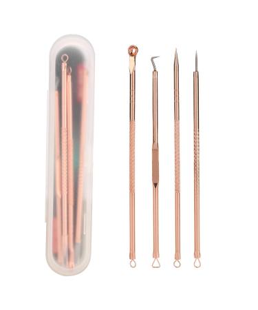 4 pieces acne remover removed blackhead remove kit acne remove pimple comedone extractor tool set with stainless steel double head for blemish rose gold