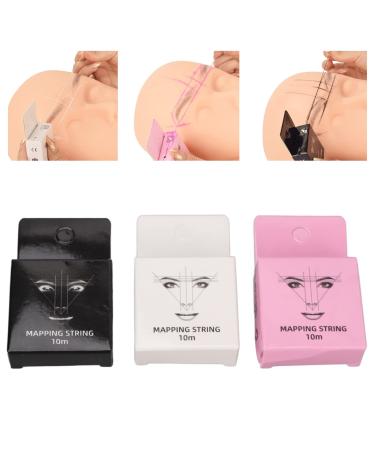 3pcs 32.8ft Microblading String Measure 15ml Pre inked Eyebrow Mapping String Black White Pink Mapping String Measure Eyebrow Microblading Eyebrow - Buy Online on GoSupps.com