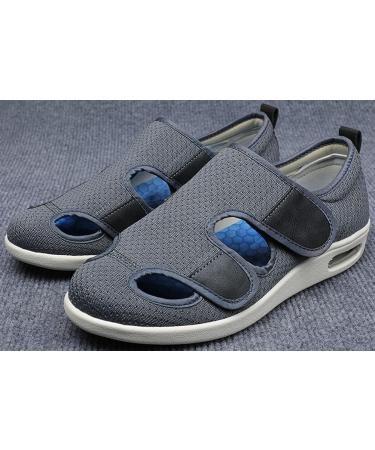 ACE SHOCK Men's Diabetic Wide Walking Shoes with Adjustable Closure - Deep Grey 9.5 Wide - Buy Online on GoSupps.com