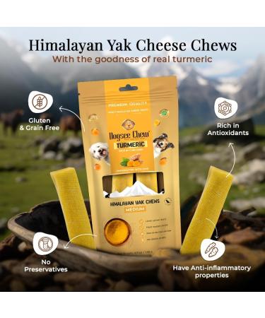 Dogsee Himalayan Yak Chews for Dogs - Medium Turmeric Calming Dog Treats - Yak Milk Dog Chew - Long Lasting Cheese Bones for Dogs - Medium (2 Pack) - Buy Online on GoSupps.com