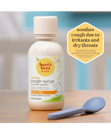 Burt's Bees Kids Cough Syrup & Immune Support - Natural Grape, 4 fl oz (1+ Years) - Buy Online on GoSupps.com