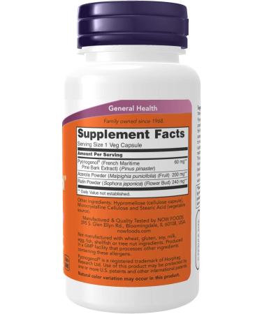 Now Foods Pycnogenol 60 mg - 50 Veg Capsules | Antioxidant Support & Immune Boost - Buy Online on GoSupps.com