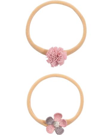 Baby Girls Nylon Bow Flower Tiara Headbands for Newborn Toddlers - 10 pcs Set in Pink - Buy Online on GoSupps.com