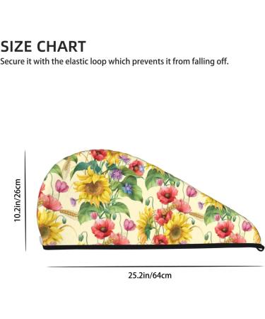 Buy Sunflower Cornflower Poppy Microfiber Hair Towel | Super Absorbent Coral Velvet Quick Dry Wrap for Long Curly & Thick Hair - Ideal for Women - Buy Online on GoSupps.com
