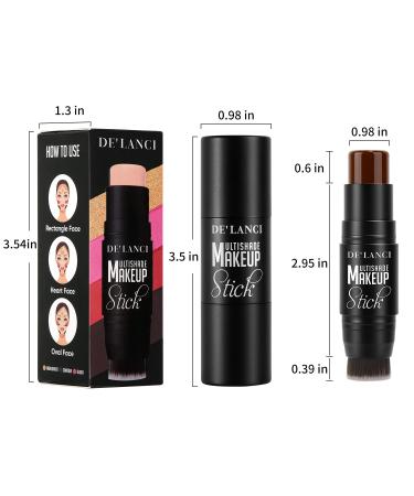 DE'LANCI Contour Stick Duo - Cream Foundation & Highlighter Makeup Set | Brown Dark Contour & Bronze Highlighter | Longwear Formula with Brush - Buy Online on GoSupps.com