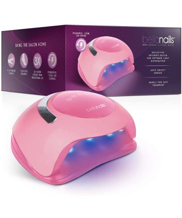 BELLANAILS Professional LED Gel Nail Lamp for Home or Salon Use Gel Nail Polish Dryer 3X Faster Than Traditional UV Nail Lamp Nail Dryer Curing Lamps 4 Time Presets 120 W (Pink)