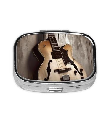 Guitar Pictures Printed Square Pill Box Portable Travelling Pill Box Medicine Organiser