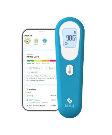 Kinsa QuickScan Smart Thermometer - No-Touch  Contactless Digital Forehead Thermometer for Babies  Kids  Adults - Works with a Smartphone App to Track Family Health & Offer Symptom Advice