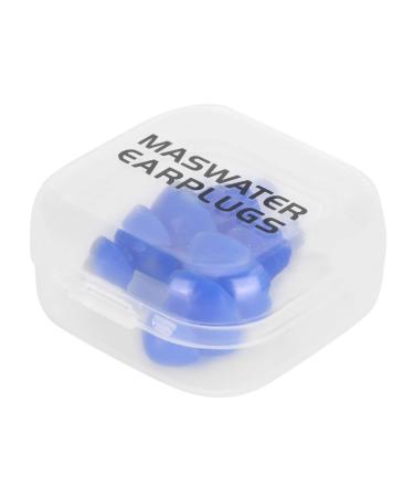 Reusable Ear Plugs Waterproof Silicone Earplugs Noise Reduction for Swimming Sleeping (Blue+PP Box)