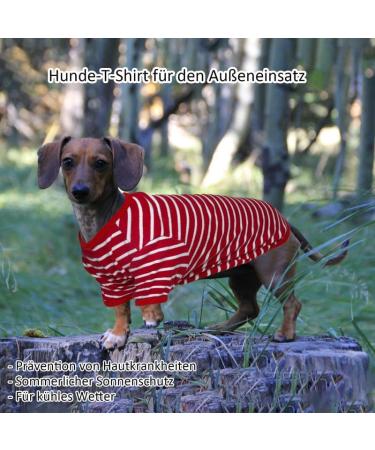 Stylish Petsmil Thin Dog Sweater for Small Dogs - Striped Stretchy Shirts for Chihuahuas & French Bulldogs (Red S) - Buy Online on GoSupps.com