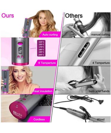 Cordless Hair Curler - USB Rechargeable Automatic Curling Iron with 6 Temp Settings & Fast Heating - Portable Wave Wand for Travel - Buy Online on GoSupps.com