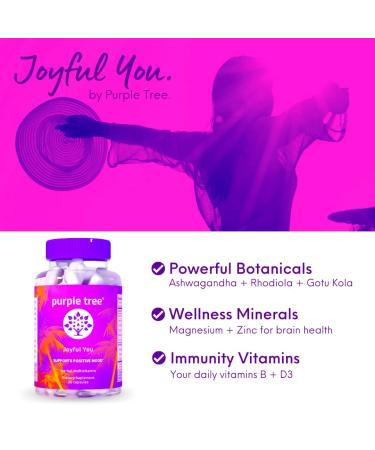 Joyful You Mood Support | Rhodiola Rosea, Ashwagandha, Gotu Kola & Vitamins | Relax Mind & Body | 30 Happy Pills by Purple Tree - Buy Online on GoSupps.com