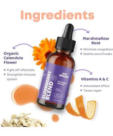 Organic Elderberry Drops with Echinacea & Orange Peel | Immunity Support for Kids & Adults | Cold Symptoms Relief | Elderberry Liquid Supplement - Buy Online on GoSupps.com