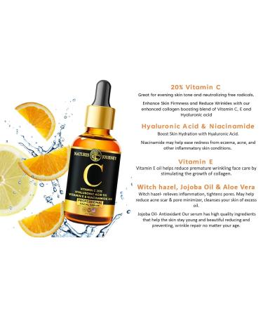 Natures Journey Vitamin C Serum with Hyaluronic Acid - Dark Spot Corrector & Anti-Aging Formula (1 oz) - Buy Online on GoSupps.com