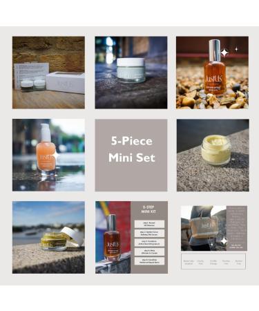 JustUs Skincare 5pc Mini Set - Anti-Aging Condition Repair Balm Day & Night Cream Tighten+Glow Mist Oil Cleanser & Transform Serum with Rainforest Oils - Buy Online on GoSupps.com