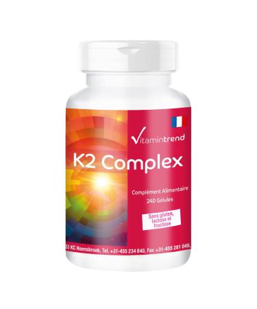 Vitamin K2 Complex 1250 g - 240 Capsules - Vegan - High Dose - MK4 & MK7 | Vitamintrend