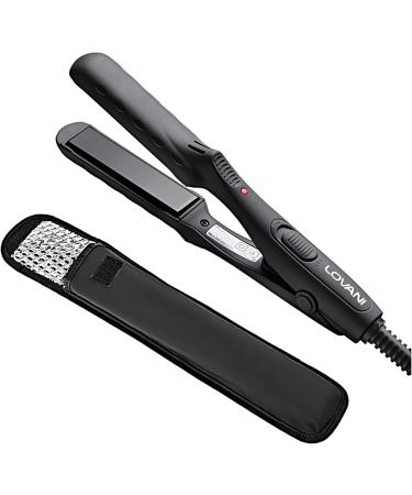 Mini Flat Iron Dual Voltage Travel Hair Straightener for Worldwide Use Tourmaline Ceramic Small Flat Irons for Short Hair/Bangs Portable Mini Straightener with Insulated Bag
