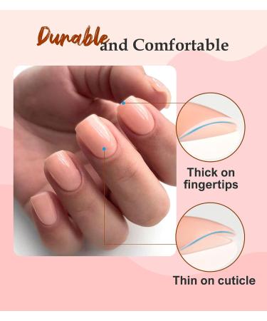 Morily Solid Pink Short Square Press on Nails - 24Pcs UV Finish Jelly Glossy Stick on False Nails for Women - Buy Online on GoSupps.com