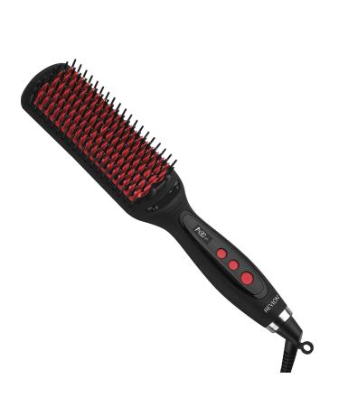 REVLON SmoothStay XL Straightening Brush for Visibly Shinier Smoother Hair | Hair Straightener with Coconut Oil-Infused Ceramic Plates to Lock in Moisture Ionic Technology Reduces Static and Frizz