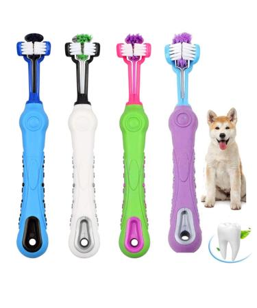 4 Packs Dog Toothbrush Triple Head Dog Toothbrush Kit Multi-Angle Dog Teeth Cleaning Brushes for Pet Dental Care Removing Bad Breath Tartar for Dog Clearing Mouth