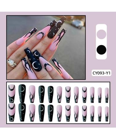 Press on Nails Extra Long Matte Fake Nails night sky stars and moon Press on Nails Designs Acrylic Nails Press on Artificial Nails Stick on Nails For Women Girls 24Pcs - Buy Online on GoSupps.com