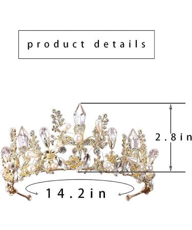 Bmirth Baroque Crown and Tiara - Gold Crystal Pearl Wedding Queen Crown for Women and Girls - Buy Online on GoSupps.com