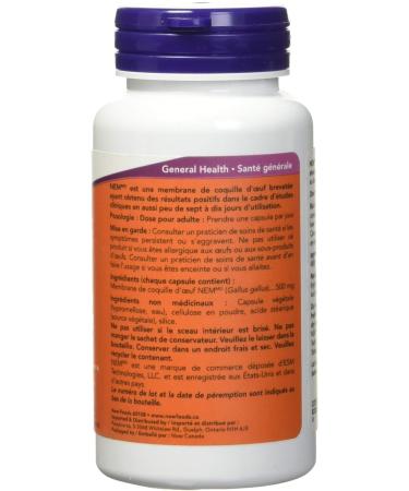 NOW Eggshell Membrane Nem Veg Capsules 500mg 60 Count - Buy Online on GoSupps.com