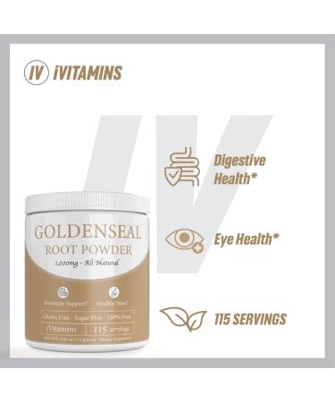 iVitamins Golden Seal Powder - Golden Seal Powder for Sinus - Goldenseal - Echinacea Goldenseal - Goldenseal Root - Golden Seal - Goldenseal Root Powder Organic - 1 000mg per Serving - 115 Servings - Buy Online on GoSupps.com